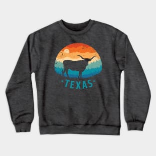 Texas Longhorn Retro Sunset Crewneck Sweatshirt